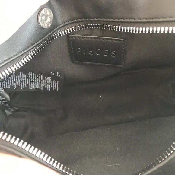 PIECES black crossbody/clutch bag silver hardware faux leather, 10 x 7.5 x 2" - Picture 6 of 10